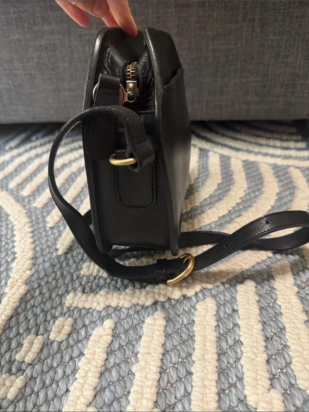 Vintage WAKO Genuine Leather Black Crossbody Bag 80s 90s